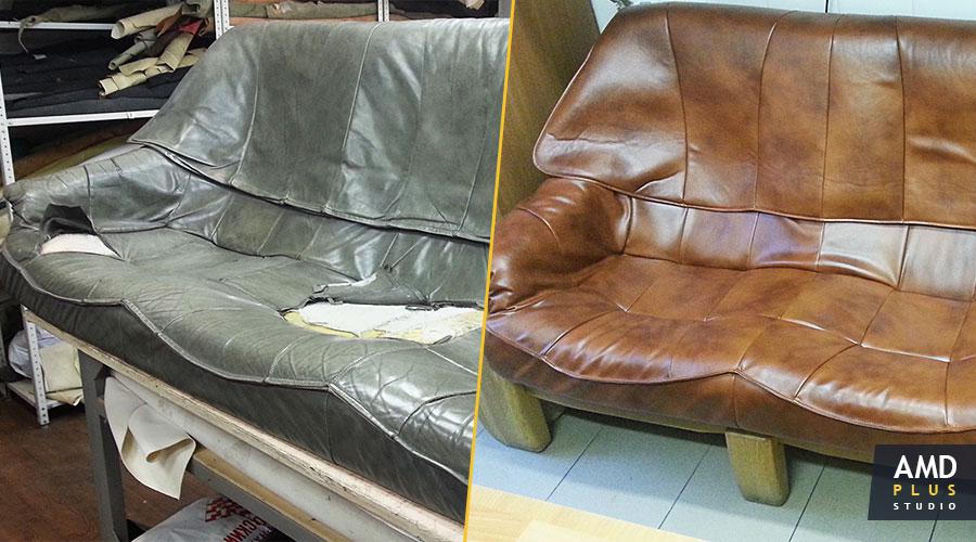 Фото дивана до и после перетяжки